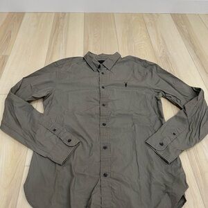 Allsaints Mens Dress Shirt Button Sleeve Washed Green (M) Medium